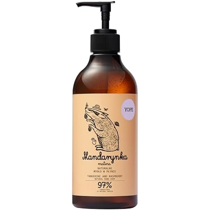 YOPE NATURAL HAND WASH | TANGERINE EXTRACT | PROVITAMIN B5 | NEUTRAL PH | MOISTURISING | SOOTHING | TANGERINE AND RASPBERRY 500 ML - Image 1
